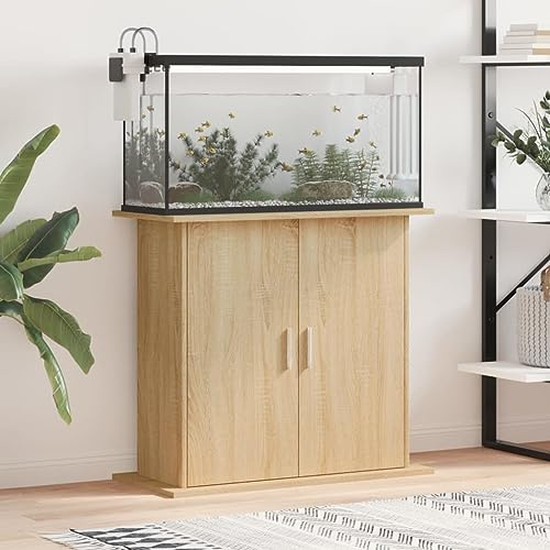Gecheer Aquariumständer Fischtankständer, Aquarium Unterschrank mit viel Stauraum, Aquariumschrank Aquarium Halter, Sonoma-Eiche 81x36x73 cm Holzwerkstoff