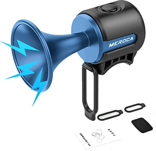 yanzisura Clacson per bici elettrica,Campanello elettronico per bicicletta 120dB 1 modalità suono - Facile da installare, grande pulsante a batteria, impermeabile IPX4, pad antiscivolo fisso per bici