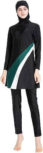 SUYUKU Muslimischer Badeanzug für Damen 3-teilige Muslimische Bademode Hijab Anzug Frauen islamischer Badeanzug Langarm Schwimmen Burkini Kostüm UV-Schutz Bademode Anzug S - 6XL