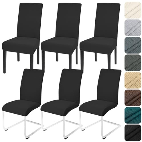 Alishomtll Stuhlhussen 6er Set Stretch Stuhlbezug für Schwingstühle Universal Esszimmerstühle Bezug Waschbar Abnehmbar Stühle Schutz für Küche Bankett Hochzeit Hotel Restaurant (Schwarz, 6pcs)