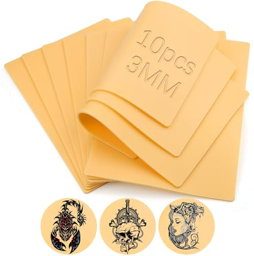 XRXYMQ 10 Piezas Piel Sintética Tatuaje 3mm Pieles Sintéticas Tatuaje 15 x 20 cm Piel Sintética de Doble Cara Tapar Tatuajes para Práctica Principiantes y Artistas del Tatuaje Tono