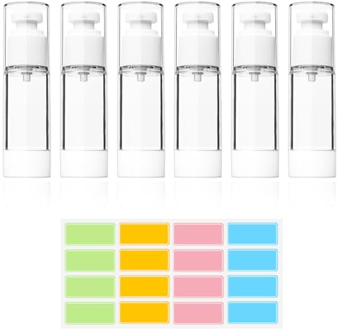 6 Pcs 30ml Flacon Vide, Pompe Rechargeables, Distributeurs de Crème, Gel de Voyage, pour Cosmétiques Crèmes Lotions