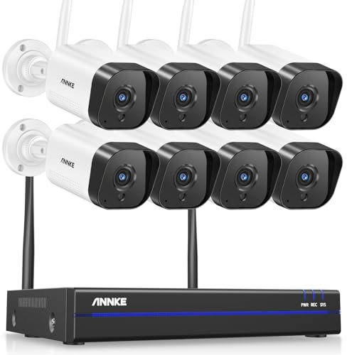 ANNKE 3MP Wireless Security Camera System, 5MP 10CH NVR with 8pcs 3MP IP Cameras, 2-Way Audio, Motion Detection, 100ft Night Vision, Remote Access, Home CCTV System for 24/7 Recording, NO HDD