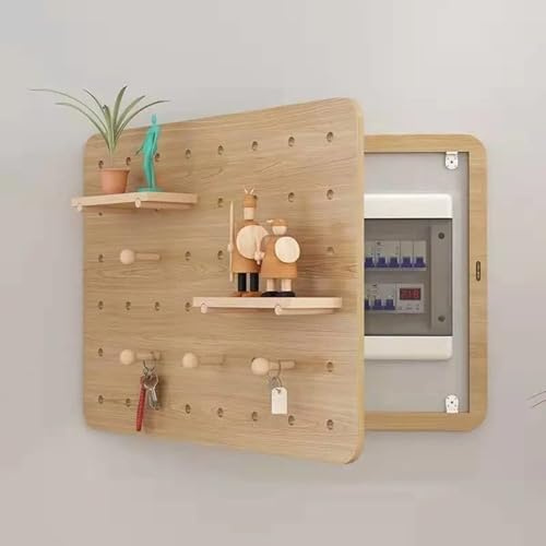 Consumer Unit Box Cover - Decorative Electric Lid, Creative Storage Shelf Meter Box with Wooden Key Rack for Rustic Entrances and Hallways