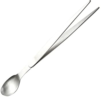TOPPERFUN Edelstahl Probierlöffel Und Essstäbchen Satz 20,5cm Rostfrei Kompakt Für Küche Restaurant Zuhause Mit Integrierter Pinzette