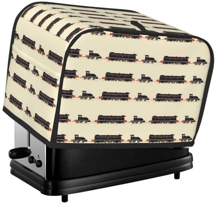 Cubierta para tostadora con estampado de tren vintage, 2 rebanadas, fundas para horno tostador con bolsillos para cocina, cubierta de electrodomésticos pequeños y protección de huellas dactilares
