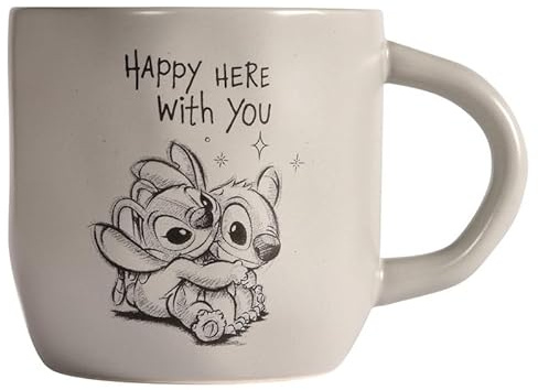 Fyrklövern Disney Stitch Tasse 30 cl – Tasse en grès de qualité supérieure, avec des citations originales et une touche faite à la main. (gris)