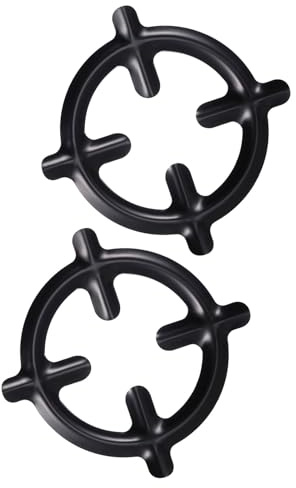 Support pour Cafetière sur Cuisinière à Gaz, Lot de 2 en Fer Noir | Stabilité pour Petites Casseroles, Usage Maison ou Café, Structure Robuste, Format Compact