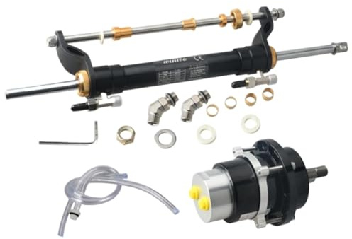 HAOCNC Kit de système de Direction hydraulique Hors-Bord, avec Pompe à Barre cylindrique, tuyaux de 20 Pieds Compatible avec Moteurs jusqu'à 90hp, Compatible avec Les pièces Marines