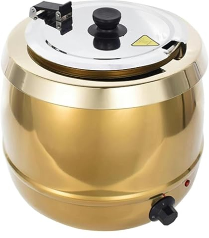 Zuppiera Elettrica, Bollitore per Zuppe, Pentola scaldavivande for buffet commerciale, serbatoio interno in acciaio inossidabile, con manopola di controllo della temperatura(Bronze)