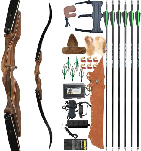 60 Zoll ILF-Recurvebogen und Pfeilset 40 lbs Rechtshand Outdoor Jagd und Zielübungen Abnehmbarer Bogensportbogen für Erwachsene