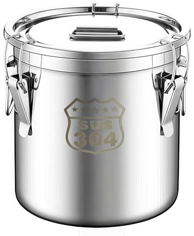 AVZYARDY 6/12/21/33L Stainless Steel Airtight Canister, Kitchen Rice Oil Storage Bucket with Sealed Lid & Handles, SUS 304 Large Foods Storage Container for Household Kitchen Bar Restaurants