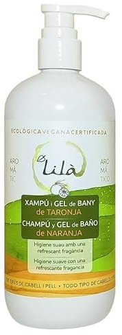 Champú Gel 2 en 1 Naranja Eco 500 ml Cabello y Cuerpo | Con Aloe Vera, Hidratante Natural, Refrescante, Uso Diario