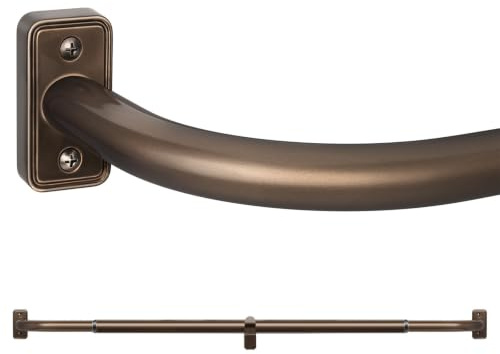 DEFYNEE Gardinenstange Ausziehbar 81-152 cm, Vorhangstange Ø 25mm, Bronze | Umlaufend, Länge, Decken-/Wandmontage, Gebogenen Endstücken, für Terrasse, Schlafzimmer, Wohnzimmer, Küche, Balkontür