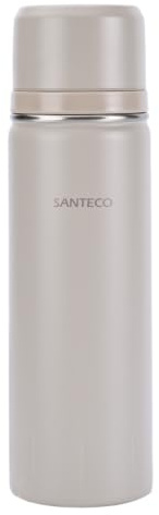 SANTECO Termosflaska rostfritt stål 1 l, 500 ml, läckagesäker isoleringsflaska med drickkopp för resor, kaffe och te för barn, sport, BPA-fri, 24 H kall och 12 H varm (grå, 1 000)