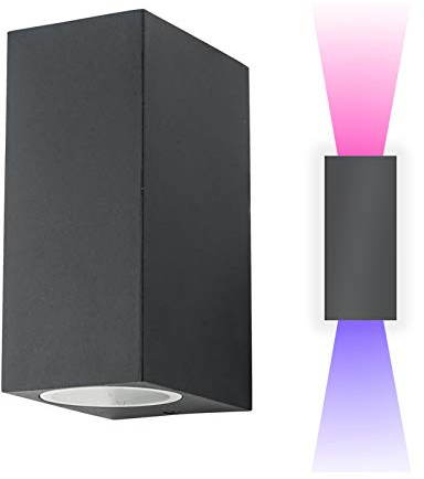 Aplique doble haz de juegos luz LED colores RGB RGBW lámpara pared exterior estanca GU10