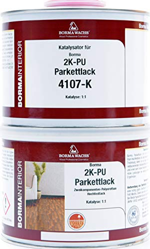 BORMA 2K PU Profi Parkettlack Treppenlack Korkboden - Seidenmatt, 1 Liter