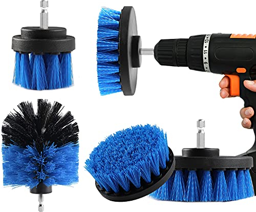 BOZKAA 4 Stück Bürstenaufsatz Akkuschrauber,Power Scrubber Reinigungsbürste Aufsatz Set,Allzweck Bürstenaufsatz Bohrmaschine,Nylon-Drill Brush für Keramik,Badewanne,Felgen,Küche, Auto,Blau