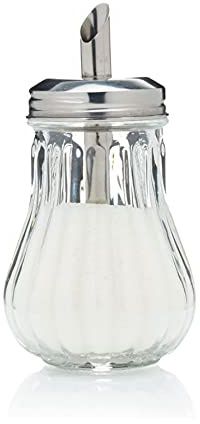 TIJAR Glass Sugar Dispenser Pourer, Retro Style Sugar Jar Decanter Cafe Bistro Restaurant Sugar Shaker Bowl (Glass Dispenser)
