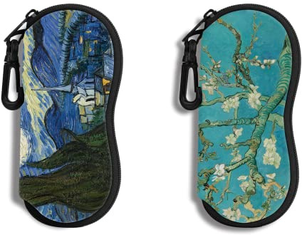 Confezione da 2 custodie per occhiali da sole Custodia morbida con clip da cintura Custodia per occhiali con cerniera in neoprene ultraleggero Borsa per occhiali da sole stampata per elegante custod