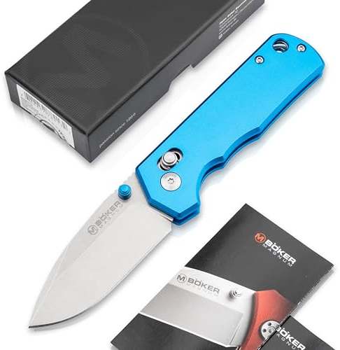 BÖKER MAGNUM® Rockstub Blue Elox - Profi Klappmesser mit Alu-Griff blau - leichtes EDC Universalmesser mit Daumen Pin - Taschenmesser mit Aluminium-Griff - Crossbar Lock Messer mit Droppoint Klinge