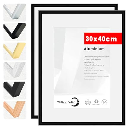 HIMEETIME®cornice 30x40 cm | Cornice nera in metallo per documenti e collage
