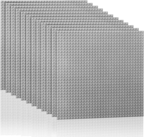 Etarnfly Set di 12 piastre da costruzione, compatibile con la maggior parte delle marche, 25 × 25 cm, giocattolo da costruzione per bambini, piastra di base grigia