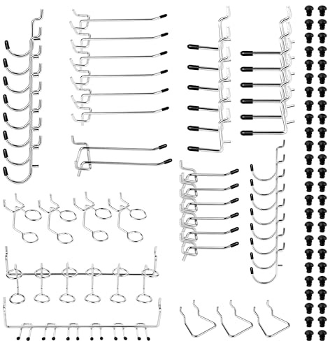 Hivio Heavy Duty Pegboard Hooks - 100 Pcs, Peg Locks, Fits 1/8 & 1/4 Pegboards