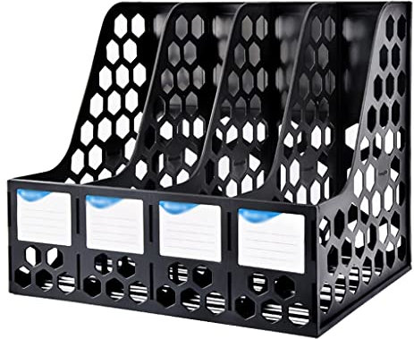 GLigeT Aktenmagazinhalter Kunststoff-Aktenhalter mit 4 Fächern, Schreibtisch-Akten-Organizer, Aktenhalter, Organizer-Rack for Zuhause, Büro, Schule, Geschäft, Arbeiten Zeitschriftenhalter