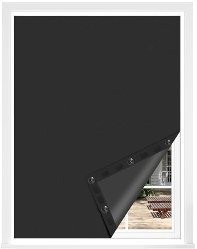 WOLTU Verdunklungsrollo ohne Bohren für Dachfenster, Tragbare & Verstellbar Sonnenschutz mit Saugnäpfen & Klettverschluss, Verdunkelungsvorhang für Schlafzimmer & Reisen, 130x200 cm, Schwarz