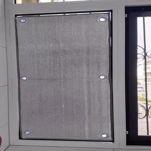 kufu01 Selbstklebend Sichtschutzfolie,Reflektierende Verdunkelungsfolie für Schlafzimmer,Büro,Auto,Silber Fensterfolie,Aluminisierte Isolierfolie Dämmfolie mit Saugnapf,Anpassbar (130x260cm/51 x102)