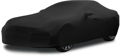 BHIEE Autoabdeckung Indoor Stretch Stoff Sportwagen Autoplane Staubschutz Elastischer Abdeckung Auto für Autogarage Innenbereich, Tiefgarage, Autoausstellung,Passen bis zu 4,6m-4,9m, Schwarz