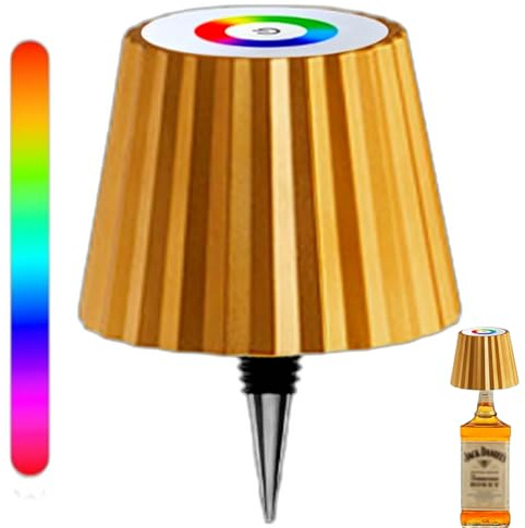 Generico Lampada Bottiglia, Lampada per Bottiglia Senza Fili Lampada Tavolo Touch Lampada da Tavolo Dimmerabile a 3 vie per Bar, Ristorante, Casa, Ufficio, Natale (Oro RGB)