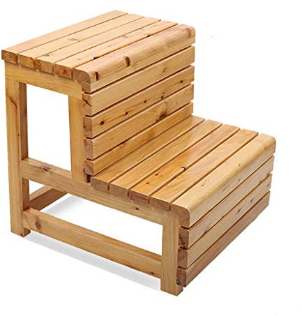 Sgabello da bagno in legno con doppio gradino impermeabile e resistente alla corrosione antiscivolo pedale per vasca da bagno colore A