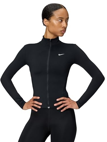 Nike Women's One Fitted Dri-Fit Full-Zip Jacket, Black/White, Medium