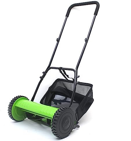LKYLGYU Tondeuse à Gazon Manuelle - Largeur de Coupe de 30 cm, bac de ramassage de 16 L, 4 Niveaux de Hauteur de Coupe - Tondeuse à conducteur Marchant pour Petits Jardins