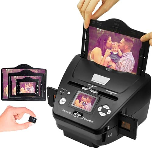 GZPKJ Visor De Diapositivas Y Películas, Escáner De Películas De Alta Resolución, Sensor De 8,1 Megapíxeles, Admite 135 Diapositivas, Negativos De 35 Mm, Fotografías De 3x5 Pulgadas, 4x6 Pulgadas