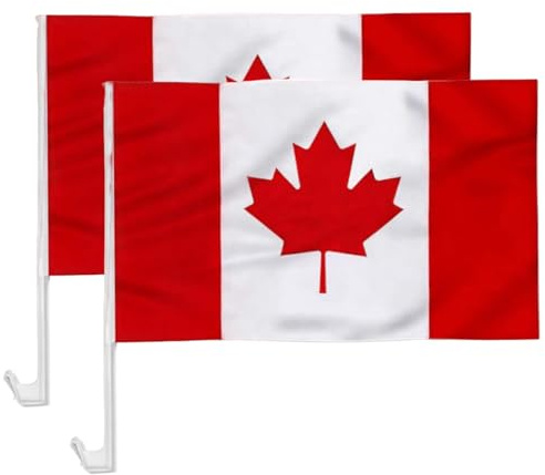 Bandiera Canada 2 pezzi 12x18 pollici Bandiera canadese per auto con clip sicura per sfilate di celebrazioni di festival