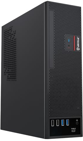 UNYKAch UK3006 Caja PC Slim Micro-ATX 8L SFF con Fuente de Alimentación Flex 150W, USB-C Frontal y Soporte ODD - Compatible Micro-ATX y Mini-ITX, Acero SGCC y ABS, Negra