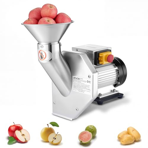 VEVOR 550W Electric Fruit Apple Crusher, SUS304 Desktop Crushing Machine, Grinds Whole Apples Up to 2.76 Dia, 60 KG/H Capacity, Cider Press for Apples, Pears, Pineapple, Guava, Carrot, Potato