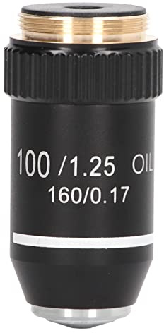 EIMSOAH 100X Mikroskop-Objektiv, Leistungsstarke 20,2 Mm RMS-Schnittstelle, Messing Verchromt mit Federschutz, für Verbundmikroskope