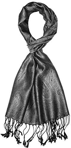 Lorenzo Cana Herrenschal Schal Schaltuch jacquardgewebt 100% Seide Paisley Muster Seidenschal Seidentuch Ton in Ton grau schwarz 786081177
