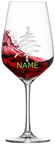 Schott Zwiesel - Copa de vino tinto [botón ] – Diseño navideño + nombre personalizado – MeinGlas (motivo 01)