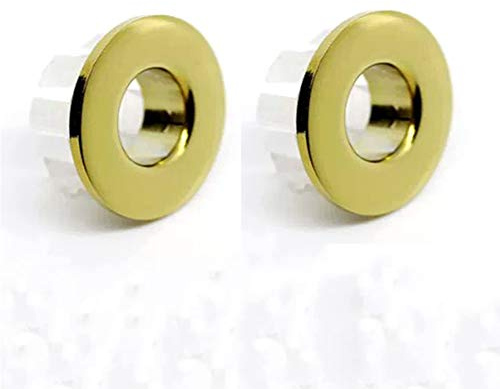 Sink Basin Trim Overflow Cover Brass Insert in Hole Round Caps Gold 2 PCS
