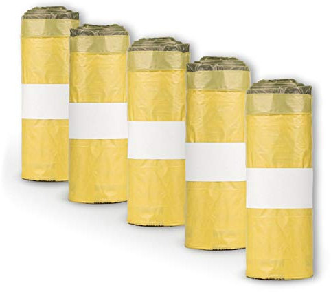 extra starke Gelbe Säcke - Wertstoffsack mit Zugband, 90 Liter, 22µ Materialstärke - Gelber Sack (5 Rollen)