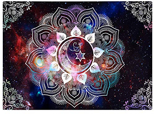 Aroncent Wandbehänge Mandala Wandteppich Boho Wandtuch Bohemian Mond Sterne Himmlischer Muster