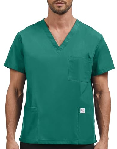 JONATHAN UNIFORM Divisa OSS Uomo Casacca Sanitaria 3 Tasche Taglia Tall, Camice Medico Tuta da Lavoro Maniche Corte per Sala Operatoria Clinica (Verde, S)