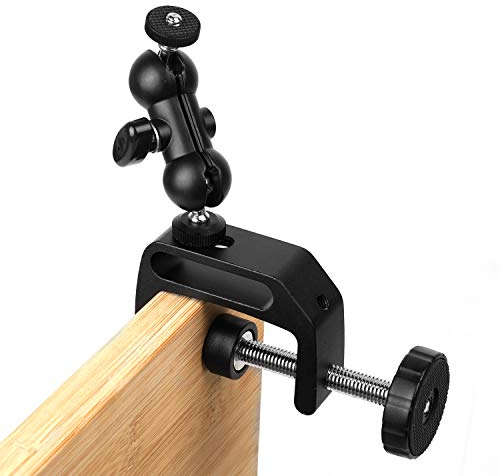 WANBY Double Ballhead Camera Clamp Mount Bracket with Holder Camera Clamp Mount for DSLR Rig LCD Monitor LED Flash Lights