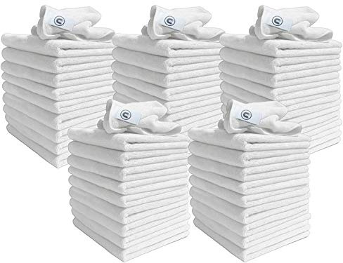 DCS Microfibre Cleaning Cloth, White, Pack of 50, Large Size: 40x40cm. Super Soft Premium Streak Free Washable Cloth Duster for Kitchen, Bathrooms, Surfaces, Mirrors, Car, Motorbike