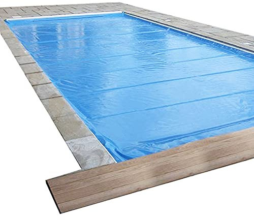 Bâche Piscine Solaire Bulle Isolation À Bulles Couverture Solaire pour Piscines Creusées, Bleu l'eau Flottant Couverture Solaire pour Le Bain À Remous, Rectangle - 15,7 Mil D'épaisseur